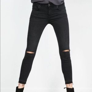 Zara Distressed Black Skinny Jeans